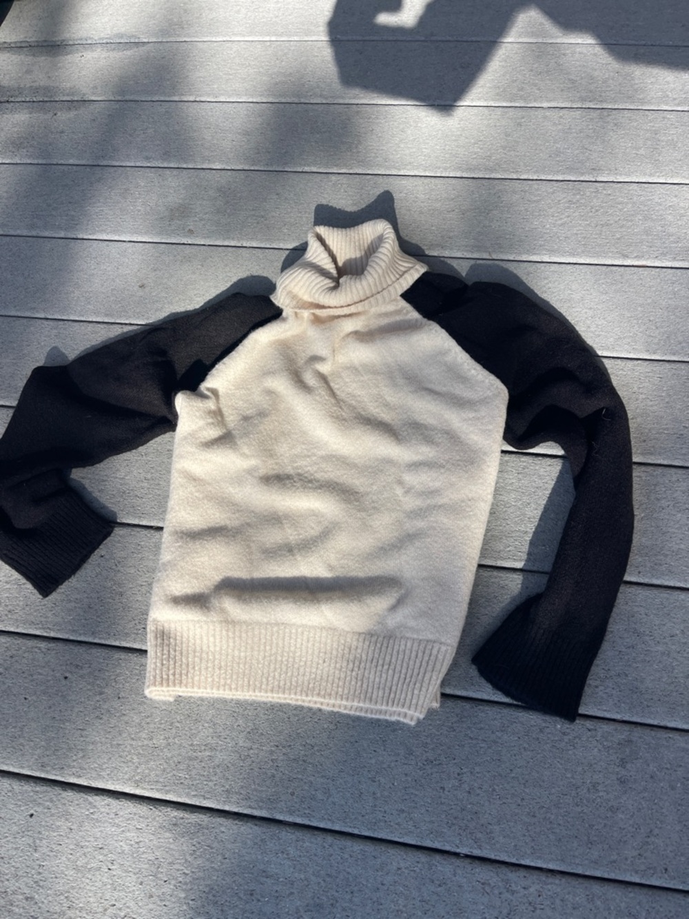 Sanctuary Cream Body Black Raglan Turtleneck Sweater